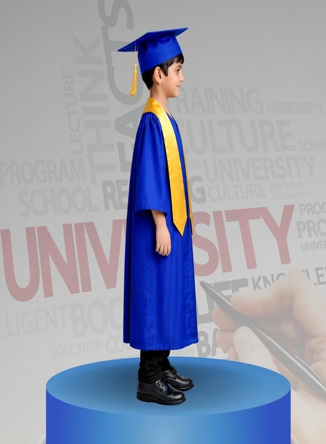 Sarvda Kids Graduation Gown Set with Cap and Sash, Convocation Dress for Boys and Girls, School Ceremony, Fancy Dress (Blue, 2-4 yrs) - Image 3