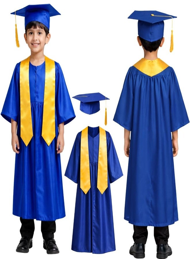Sarvda Kids Graduation Gown Set with Cap and Sash, Convocation Dress for Boys and Girls, School Ceremony, Fancy Dress (Blue, 2-4 yrs) - Image 1