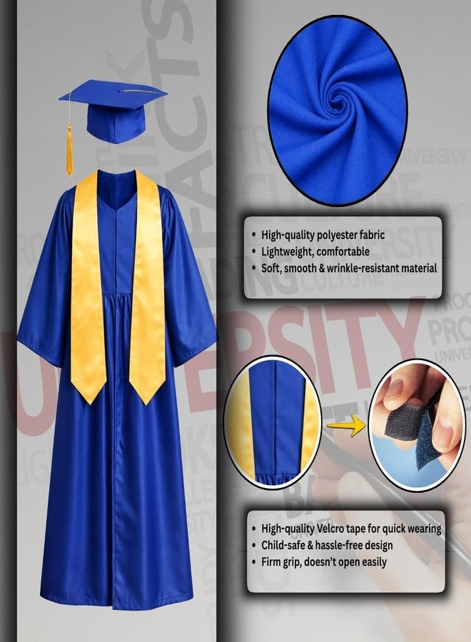 Sarvda Kids Graduation Gown Set with Cap and Sash, Convocation Dress for Boys and Girls, School Ceremony, Fancy Dress (Blue, 2-4 yrs) - Image 5