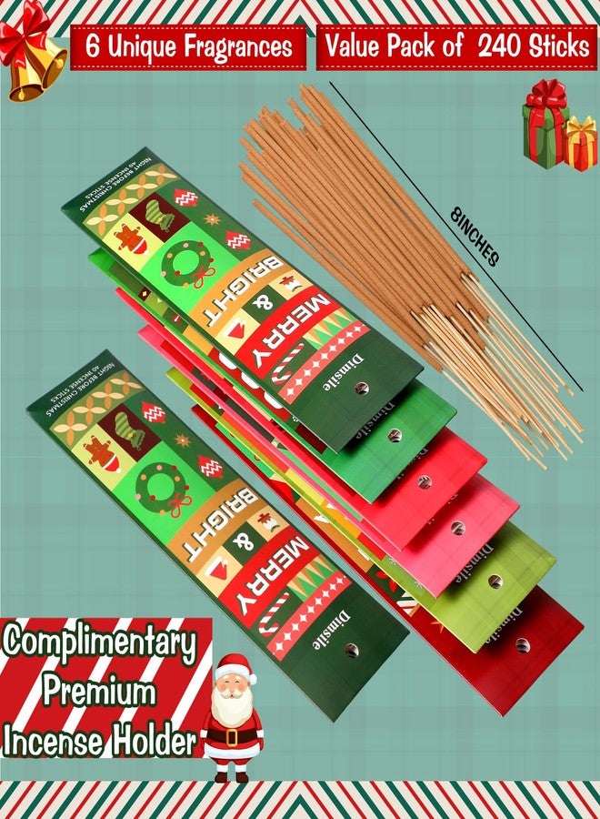 Dimsile 240 Pack Christmas Incense Sticks Natural Incense Sticks Set of 6 Insenses Cinnamon Peppermint Apple Cranberry Vanilla Caramel Pine Tree Citrus Organic Natural - Image 2