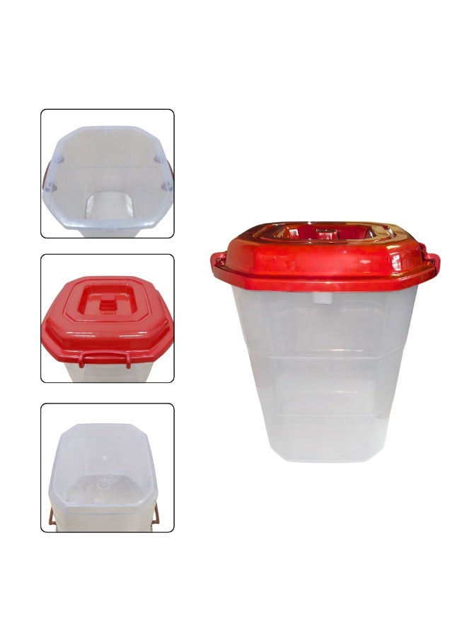 إس إن إتش أسطوانة تخزين أوساكا بغطاء قفل ومقابض جانبية | حاوية شفافة محكمة الإغلاق بغطاء أحمر | منظم متعدد الاستخدامات للمنزل والمطبخ - Image 2