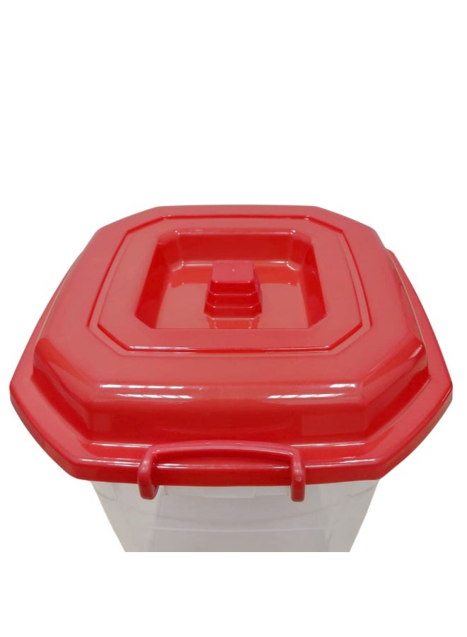 إس إن إتش أسطوانة تخزين أوساكا بغطاء قفل ومقابض جانبية | حاوية شفافة محكمة الإغلاق بغطاء أحمر | منظم متعدد الاستخدامات للمنزل والمطبخ - Image 3