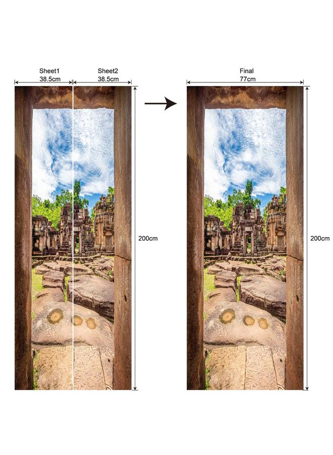 Bluejw European And American Landscape Movable Waterproof Bedroom Living Room Extension Simulation PVC Arched Door MT257-290 - Image 1