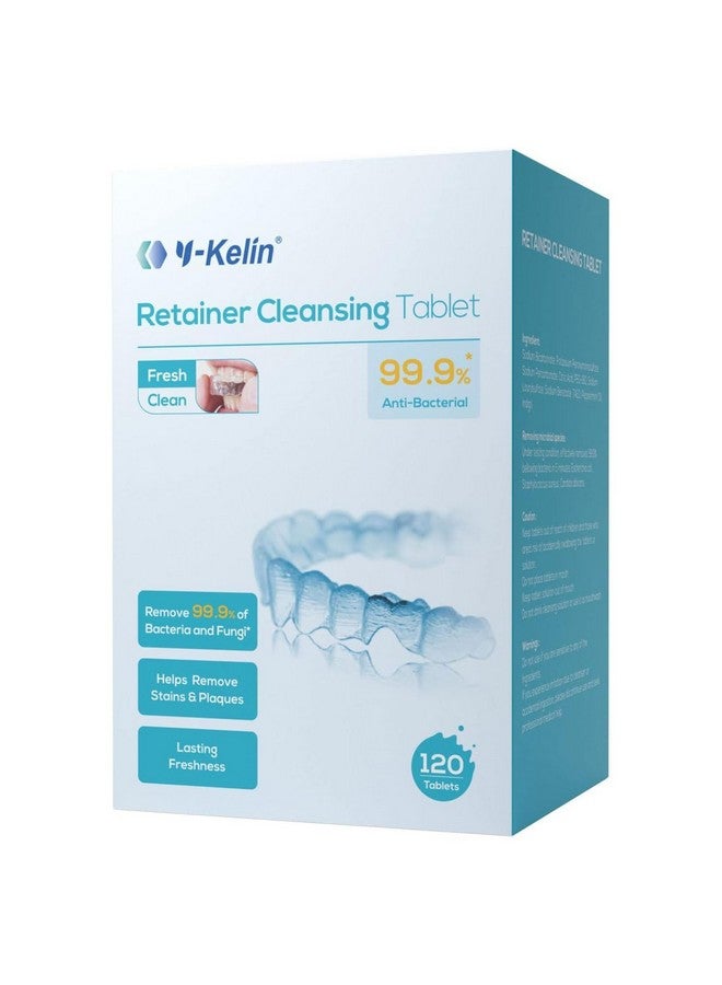 Y-Kelin Retainer And Denture Cleaner 120 Tablets For 4 Months Removes Stains Plaque Odors For Dentures Retainers Mouth Guard And Removable Dental Appliances (120 Pcs, Mint) - Image 1