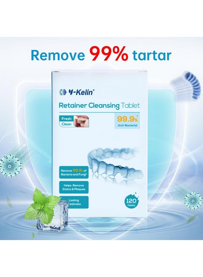 Y-Kelin Retainer And Denture Cleaner 120 Tablets For 4 Months Removes Stains Plaque Odors For Dentures Retainers Mouth Guard And Removable Dental Appliances (120 Pcs, Mint) - Image 3