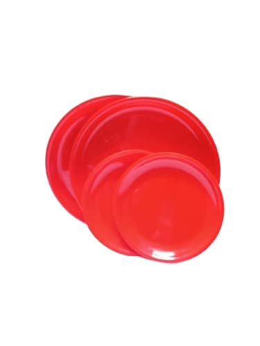 Everbuy Unbreakable Light Weight Dinner Set of 12 pcs 6 Full Plates, 6 Quarter Plates Set, Color- Cherry Red - Image 4