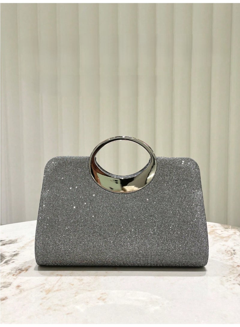 شنطة ساتشيل نسائية  لامعة مرصعة بالأحجار حقيبة يد فاخرة وسلسلة قابلة للفصل للارتداء على الكتف - Image 5