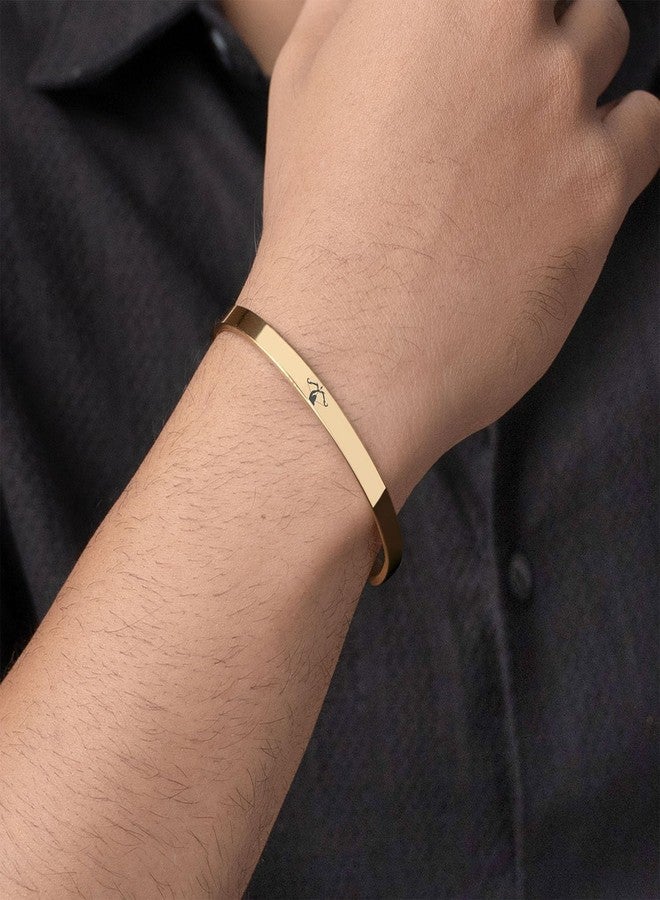 Mesmerize Ram Baan Gloss Cuff Adjustable Bracelet | Lord Ram Spiritual Kada for Men & Women | Stainless Steel Gloss Finish | Symbol of Strength, Protection & Victory | 6 Months Warranty Included | (Gold) - Image 2