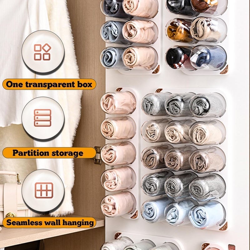 Klever Kitchen kleverkitchen 15pc WallMounted Underwear Storage Box Stylish Organizer SpaceSaving  - Image 4