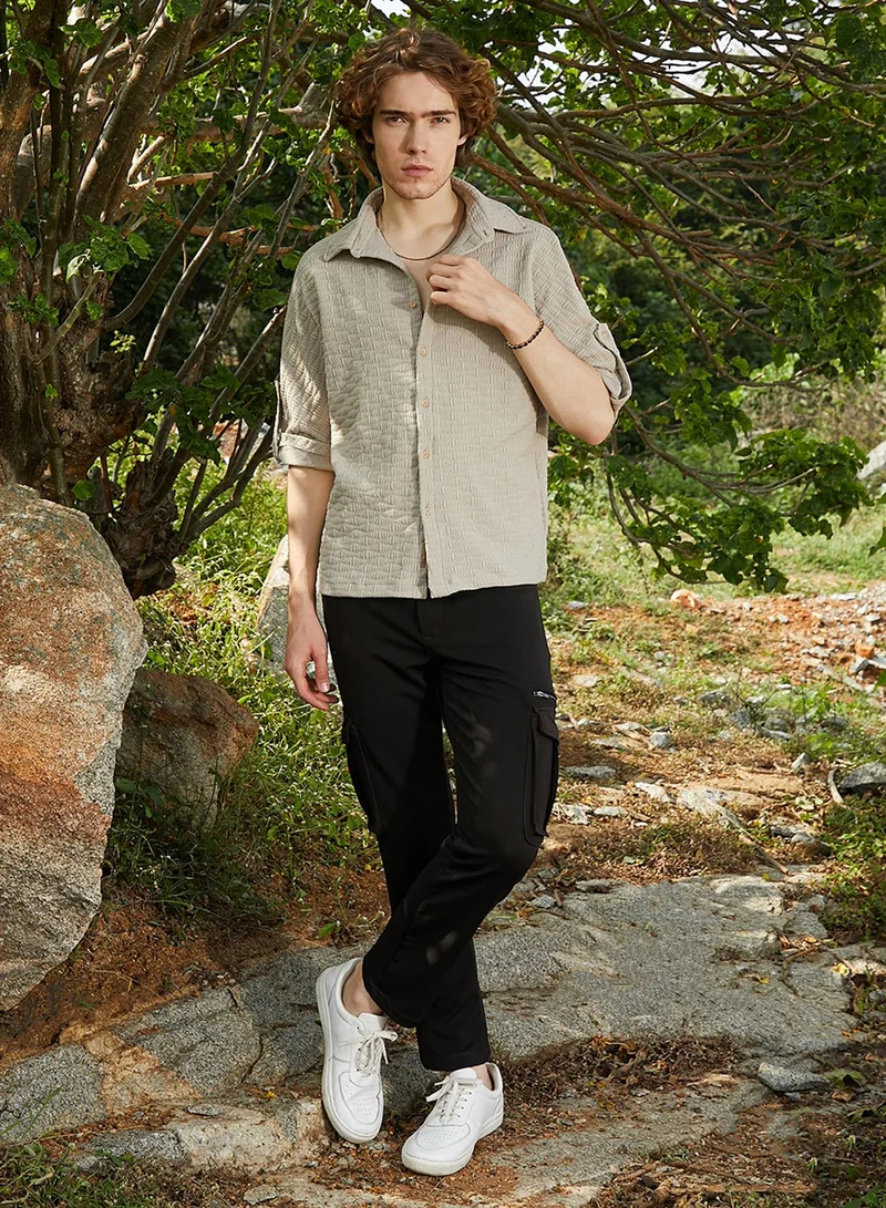 Campus Sutra Men's Hazelnut Beige Wavelength-Tactile Shirt