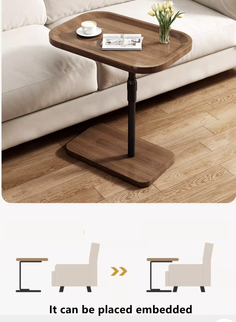 Kutis 1-Piece Adjustable C-Shaped Side Table Coffee Table End Table Laptop Holder Table for Living Room Bedroom Bedside Steel Density Board Brown 46x30x90 cm  - Image 3