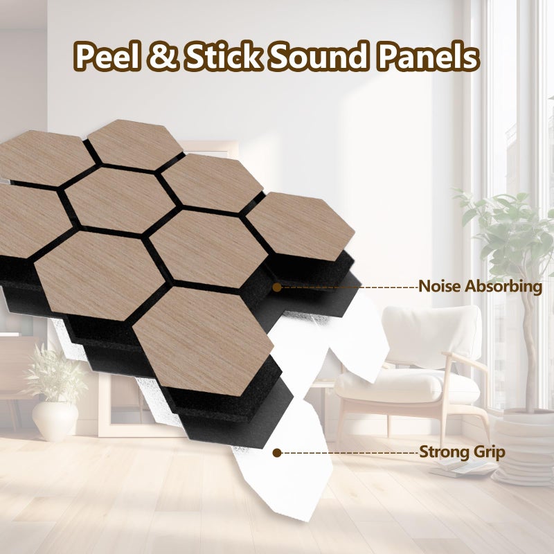 ARMURO Hexagon Acoustic Wall Panels, Self-Adhesive Sound Absorbing Wall Panel by ARMURO, 4 Pack Covers 19.27 Sq Ft, Peel and Stick Noise Reducing for Home Office Studio Bedroom Wall Decor - Image 5