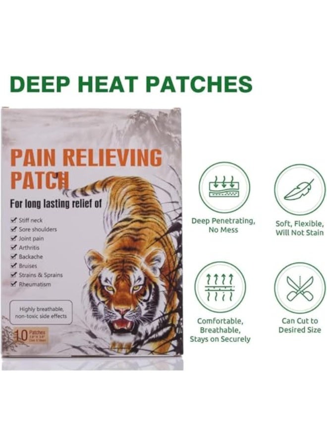 MQ 20 Pcs Tiger Patches, Pain Relief Patches for Knees, Back, Waist, Shoulders, Adhesive Heat Plaster Herbal Patches Relieving Up to 12 Hours - Image 2