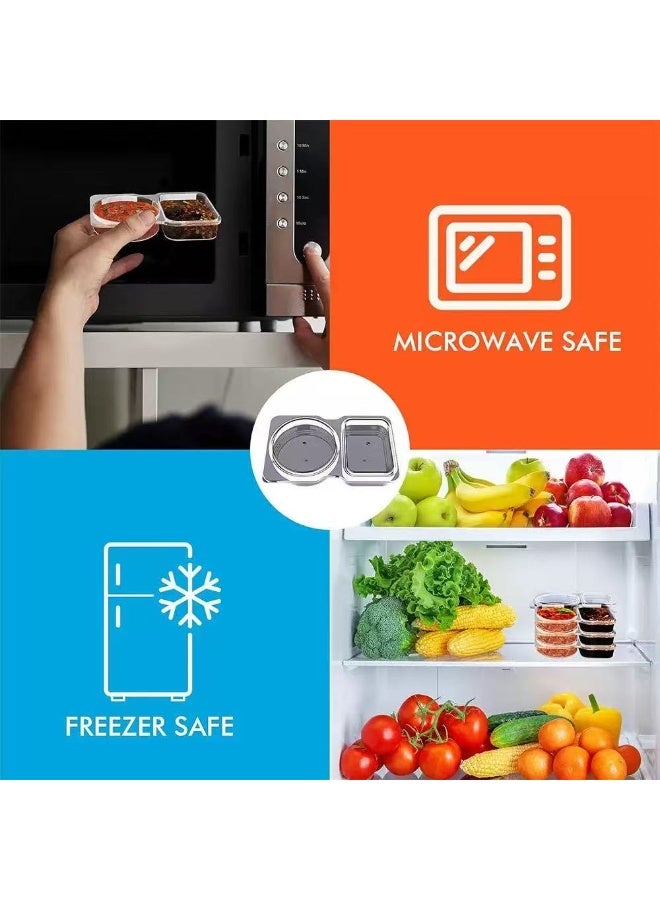 20 قطعة من حاويات الصلصة البلاستيكية ذات الحجرة المزدوجة  أكواب توابل محمولة يمكن التخلص منها لتتبيل السلطة ووجبات البنتو والوجبات الخارجية - Image 4