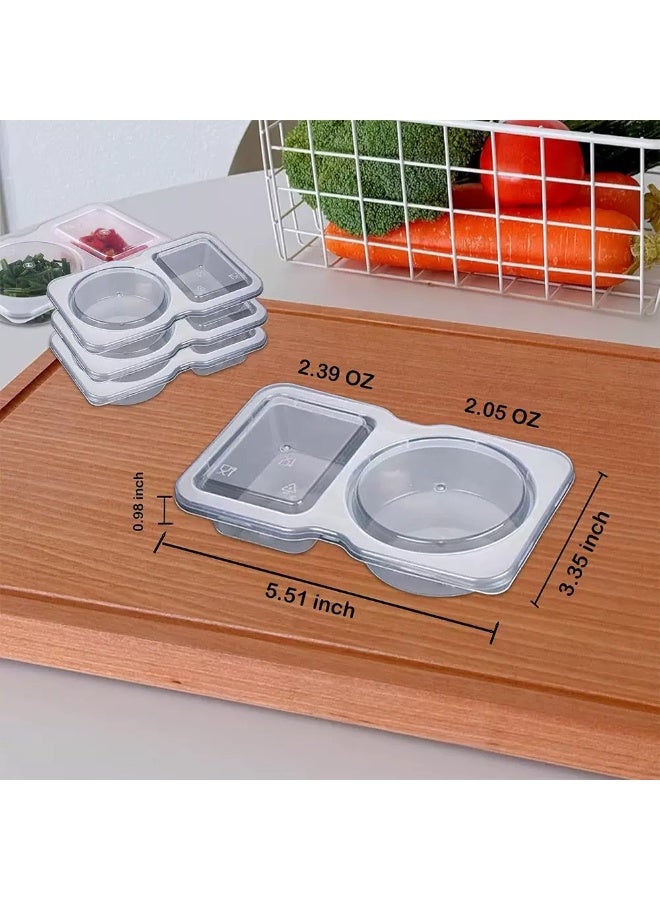 20 قطعة من حاويات الصلصة البلاستيكية ذات الحجرة المزدوجة  أكواب توابل محمولة يمكن التخلص منها لتتبيل السلطة ووجبات البنتو والوجبات الخارجية - Image 3