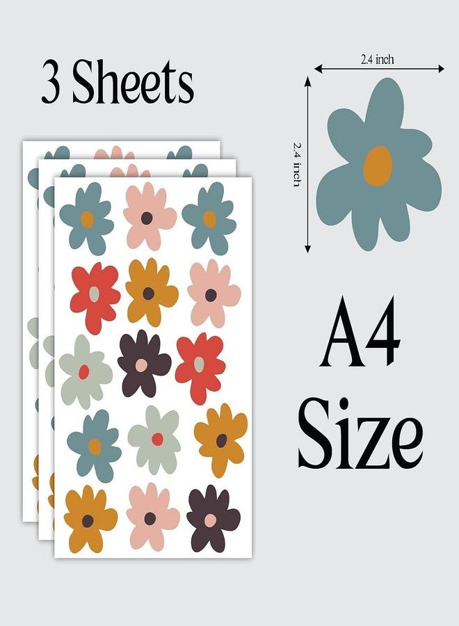 CVANU 3 Sheets of Beautiful Flowers Wall Sticker Printed on Frosted Vinyl Self-Adhesive for Wall Decoration (8.3inchX11.7inch)_F166 - Image 4