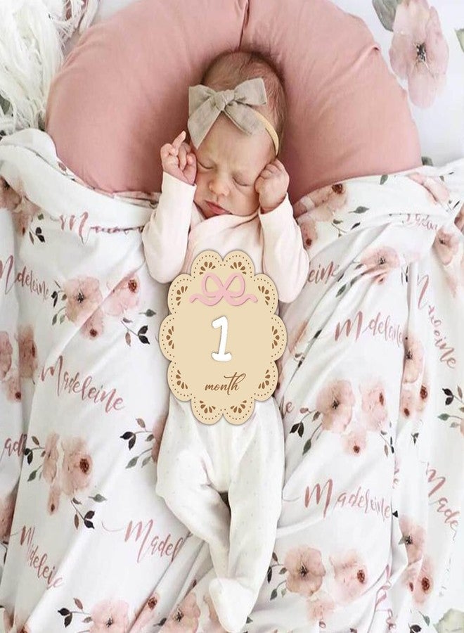 eoscasely Monthly Baby Milestone Wooden Signs, Double-Sided Bow-Themed Baby Milestone Discs with Hello World & My First Holiday Designs -Cute Baby Announcement Sign & Photoshoot Props for Boys and Girls (Daisy) - Image 3