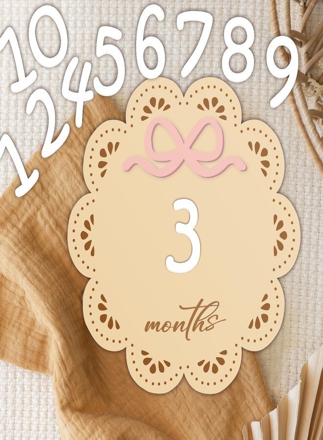 eoscasely Monthly Baby Milestone Wooden Signs, Double-Sided Bow-Themed Baby Milestone Discs with Hello World & My First Holiday Designs -Cute Baby Announcement Sign & Photoshoot Props for Boys and Girls (Daisy) - Image 4