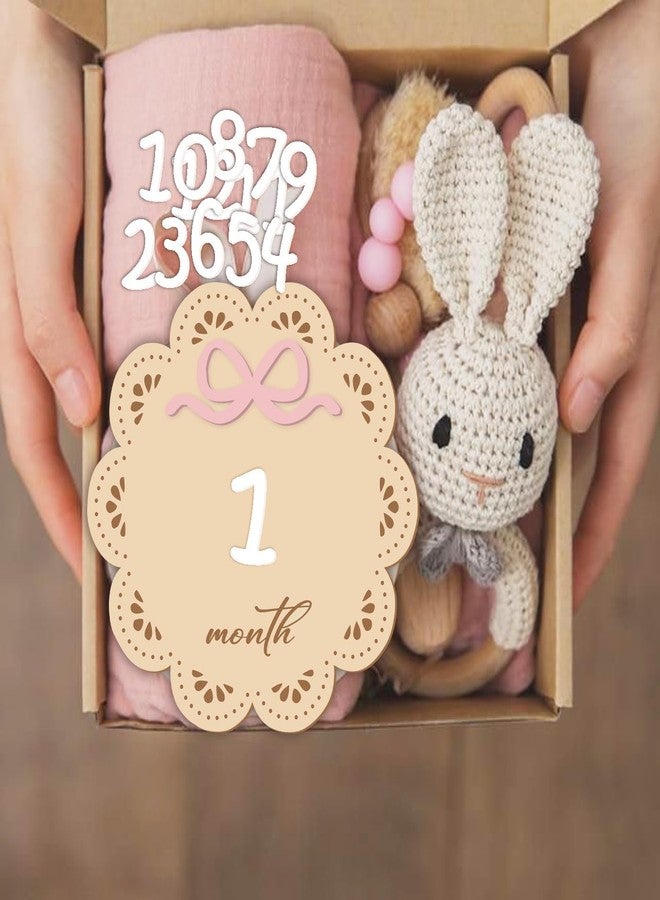 eoscasely Monthly Baby Milestone Wooden Signs, Double-Sided Bow-Themed Baby Milestone Discs with Hello World & My First Holiday Designs -Cute Baby Announcement Sign & Photoshoot Props for Boys and Girls (Daisy) - Image 2