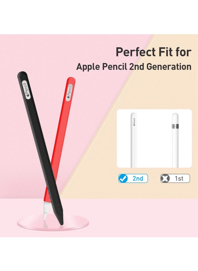 Captaintech Case for Apple Pencil 2nd Generation, 2 Pack Protective Silicone Cover + 2 Nibs Cover Fit for iPad Pro 11 12.9 Inch, Soft Sleeve Compatible with Magnetic Charging and Double Tap - Image 3