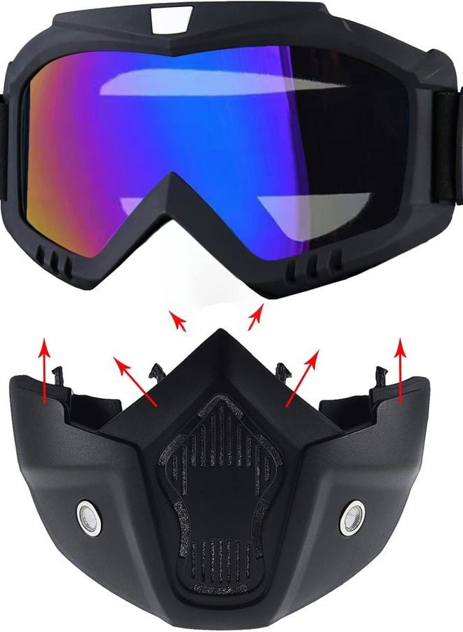 BROYEUR 2Pcs Paintball Mask Anti Fog,Tactical Full Face Mask Ski Mask Goggles Detachable Adjustable,Motorcycle Riding Face Protection (2Colorful) - Image 2