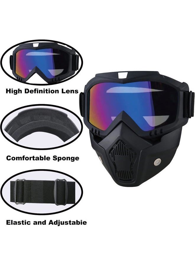 BROYEUR 2Pcs Paintball Mask Anti Fog,Tactical Full Face Mask Ski Mask Goggles Detachable Adjustable,Motorcycle Riding Face Protection (2Colorful) - Image 3