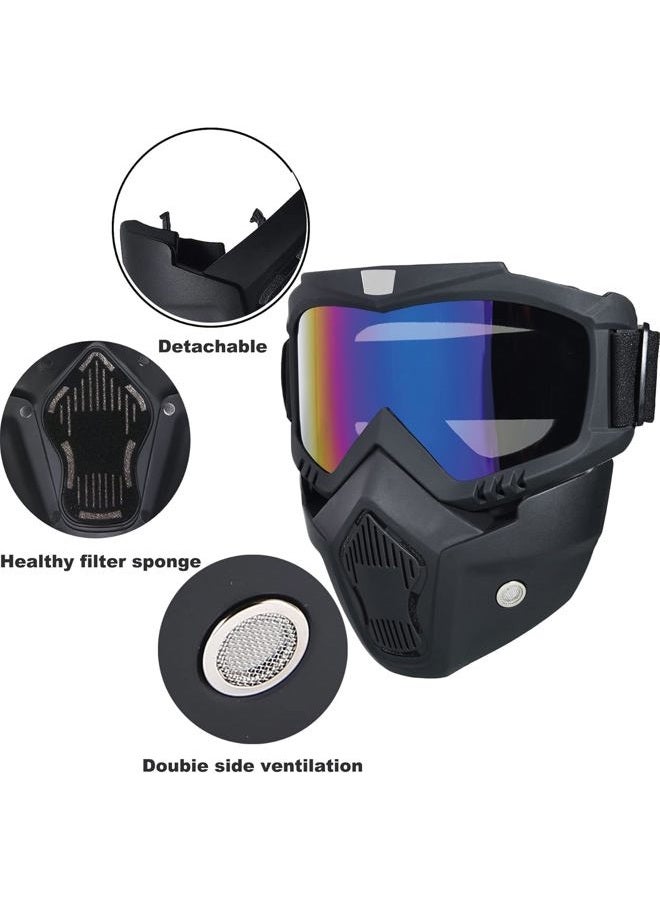 BROYEUR 2Pcs Paintball Mask Anti Fog,Tactical Full Face Mask Ski Mask Goggles Detachable Adjustable,Motorcycle Riding Face Protection (2Colorful) - Image 4