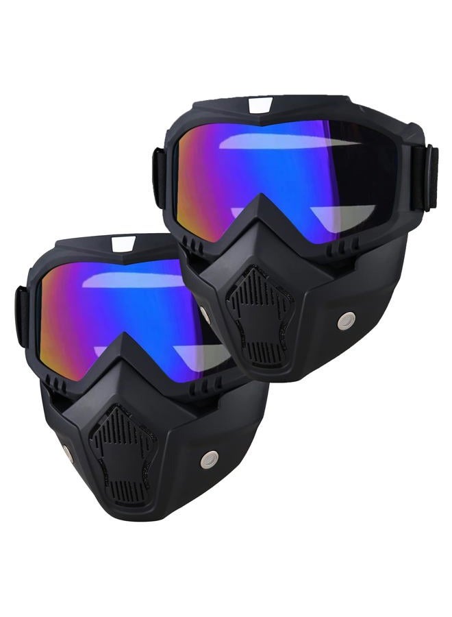 BROYEUR 2Pcs Paintball Mask Anti Fog,Tactical Full Face Mask Ski Mask Goggles Detachable Adjustable,Motorcycle Riding Face Protection (2Colorful) - Image 1