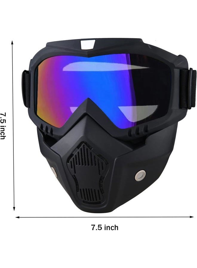 BROYEUR 2Pcs Paintball Mask Anti Fog,Tactical Full Face Mask Ski Mask Goggles Detachable Adjustable,Motorcycle Riding Face Protection (2Colorful) - Image 5