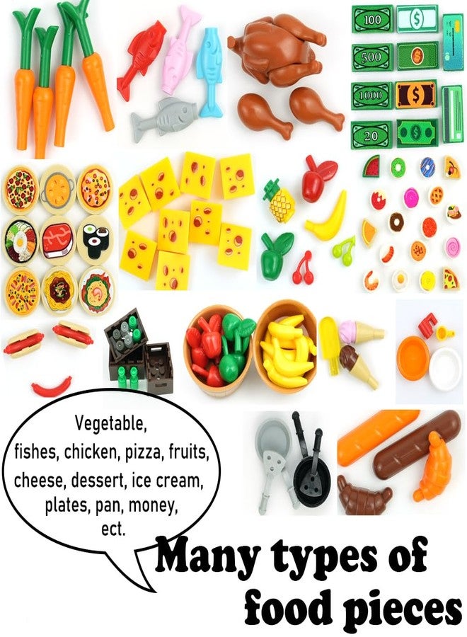 BroTex 200+pcs Food Building Blocks Accessories, City Friends Kitchen Bricks Sets, DIY Restaurant Picnic Building kit Compatible All Major Brands - Image 2
