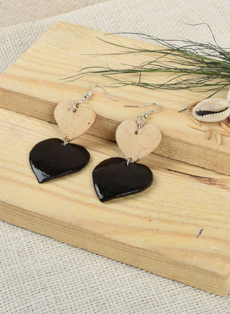N & H N&H Eco-friendly Handmade Jewellery 4 Pairs Coconut Wooden Earrings Lightweight Hoopwire Earrings Bohemian Pendant Dangle Earrings Set - Image 5