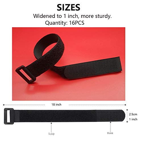 Tangser Cable Straps 1 Inch Wide, 18 Inch Cinch Straps 16 Pack - Hook and Loop Straps, Adjustable Fastening Straps, Multipurpose Cable Ties - Image 3