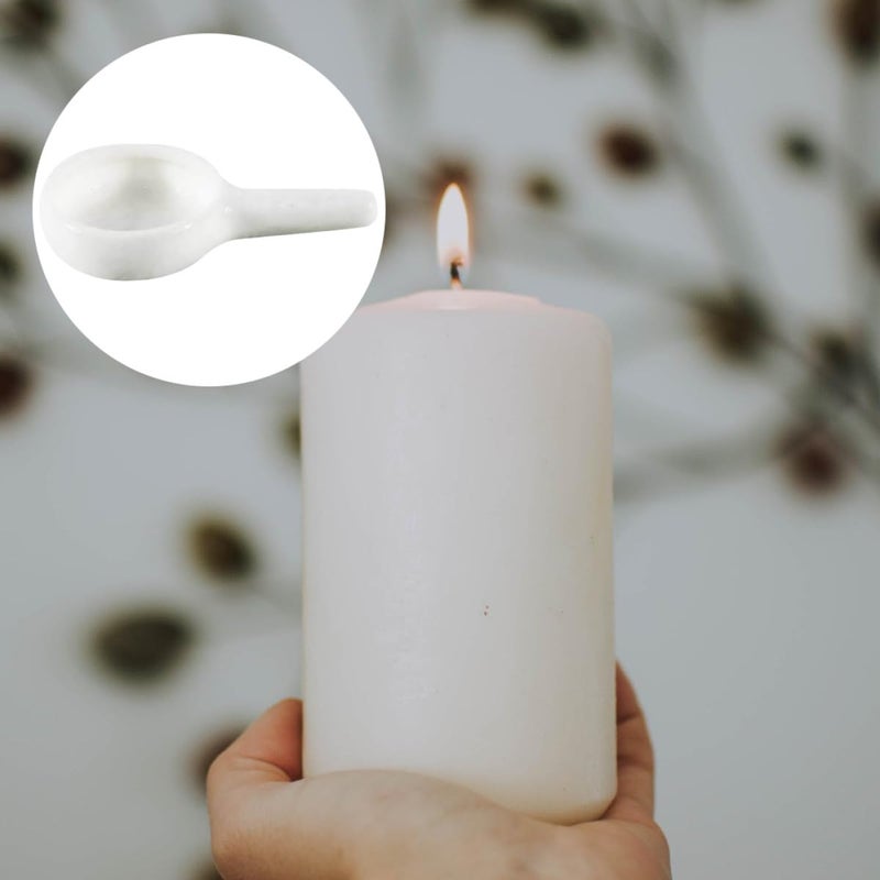 White Ceramic Tealight Candle Spoon Holder Set Of 10 Heat Resistant Wax Melting Tray For Home Decor - Image 4