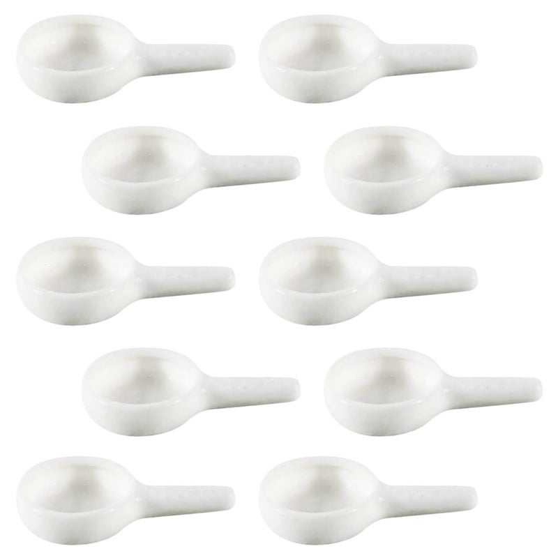 White Ceramic Tealight Candle Spoon Holder Set Of 10 Heat Resistant Wax Melting Tray For Home Decor - Image 2