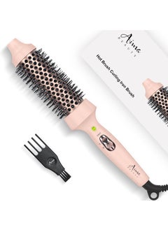 Aima Beauty Aima Beauty Hair Curling Iron Brush 1540mm Hot Round Brush Create Smooth  Shiny Loose Curls Fast Heating Thermal Brush Dual Voltage 60Mins Auto Shut Off Pink 