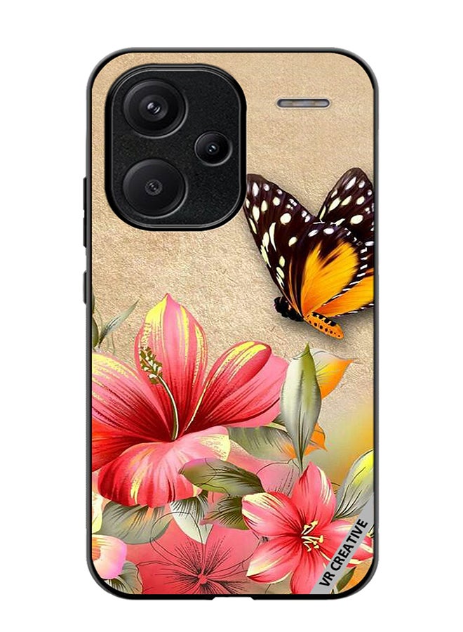 VR CREATIVE Protective Case Cover For Xiaomi Redmi Note 13 Pro Plus Brown Butterfly On Flower Design Multicolour - Image 1