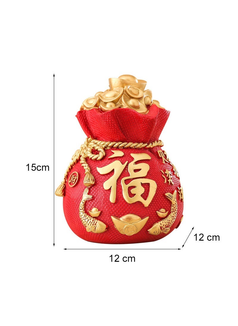 Chinese Style Prosperity Money Bank Decor Lucky Bag piggy bank Red