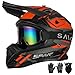 Cutey Adult Motocross Helmet ATV Dirt Bike OffRoad Full Face Motorcycle Helmet WGoggles Gloves Mask DOT Approved Vitality Orange Large - Image 2