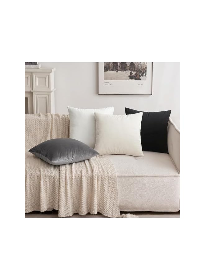 The Bros Velvet Soft Solid Decorative Square Throw Pillow Covers Set, Cushion Cases Pillowcases for Home, Sofa Bedroom Car 18 x 18 Inch 45 x 45 Cm, 2 Black - Image 2