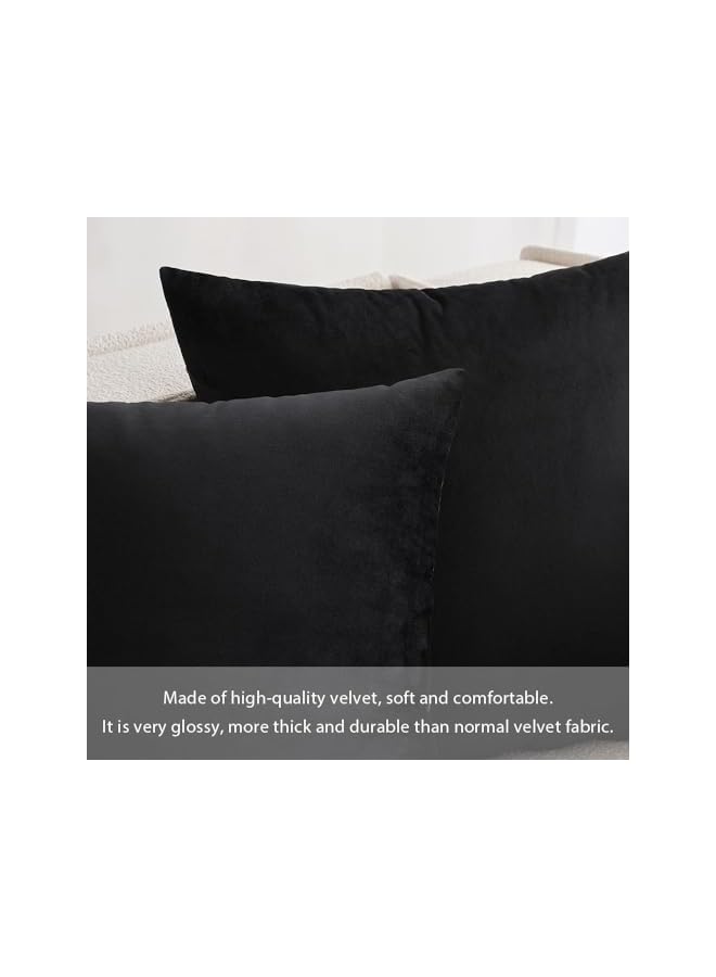 The Bros Velvet Soft Solid Decorative Square Throw Pillow Covers Set, Cushion Cases Pillowcases for Home, Sofa Bedroom Car 18 x 18 Inch 45 x 45 Cm, 2 Black - Image 5