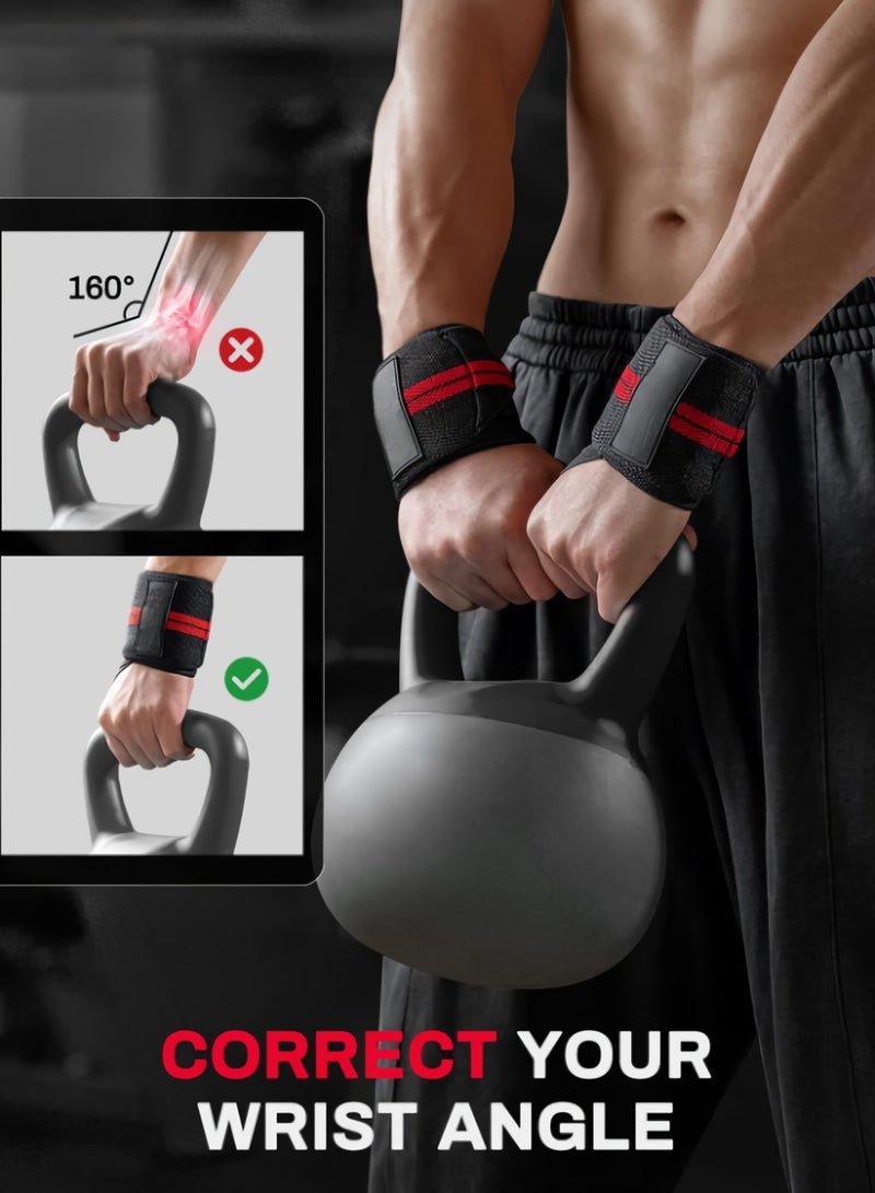 AROAQ Weight Lifting Wrist Wraps, Comfortable Wrist Support Brace, Elastic And Durable Gym Training Fist Straps, Adjustable Breathable Wrist Band For Workouts Gym, (All Red) - Image 5
