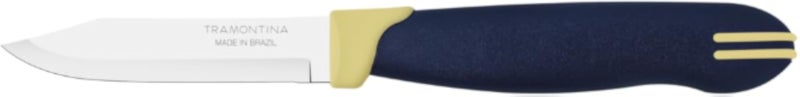 TRAMONTINA Knife, Kitchen Knife for Everyday Cutting â€“ Multicolor â€“ Vegetable and Fruit â€“ Polypropylene - Plain Edge â€“ 3-Inch â€“ Blue and Cream