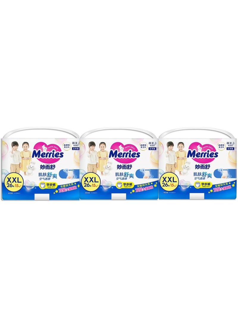 Merries Kao toddler pants XXL24-26pcs, 15-28kg, 3packs, Japan import，incremental unisex，pants diapers are not tape diapers