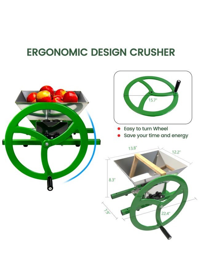 EJWOX Fruit and Apple Crusher - Stainless Steel Manual Juicer Grinder, Fruit Scratter Pulper for Wine and Cider Pressing Green - Image 2