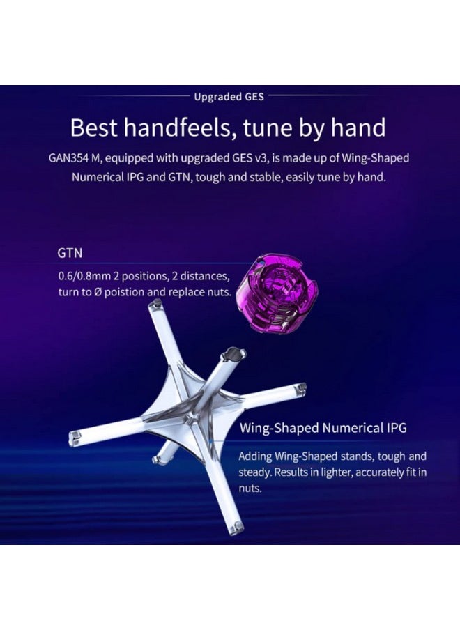 LotFancy - Gan 354 M V2, Gan Cube 3X3, Magnetic Speed Cube, Stickerless Magic Cube Puzzle Toy For Kids Toddlers Adults, Lite Version - Image 1
