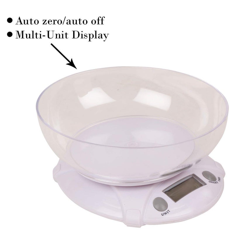 MOHAK Battery Operated Electronic Kitchen Scale with BOWL B09 7KG Display Units in Gm Oz lb Kg LED Display Digital Kitchen Scale With Bowl - Image 4