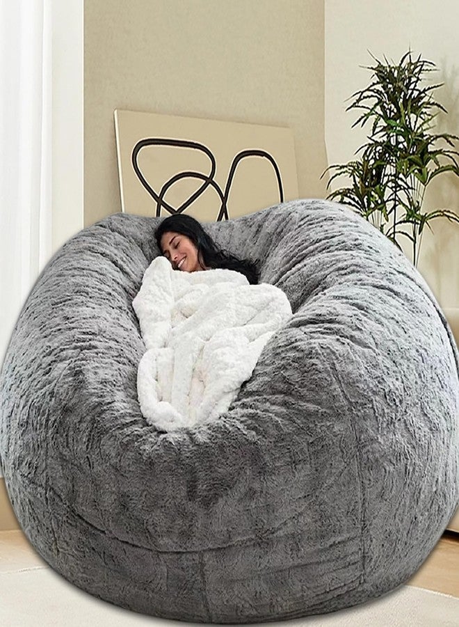 HDMLDP Bean Bag Chair for Adults Kids Without Filling Comfy Fluffy Giant Round Beanbag Lazy Sofa Cover for Reading Chair Floor Chair, 6FT, Grey - Image 1
