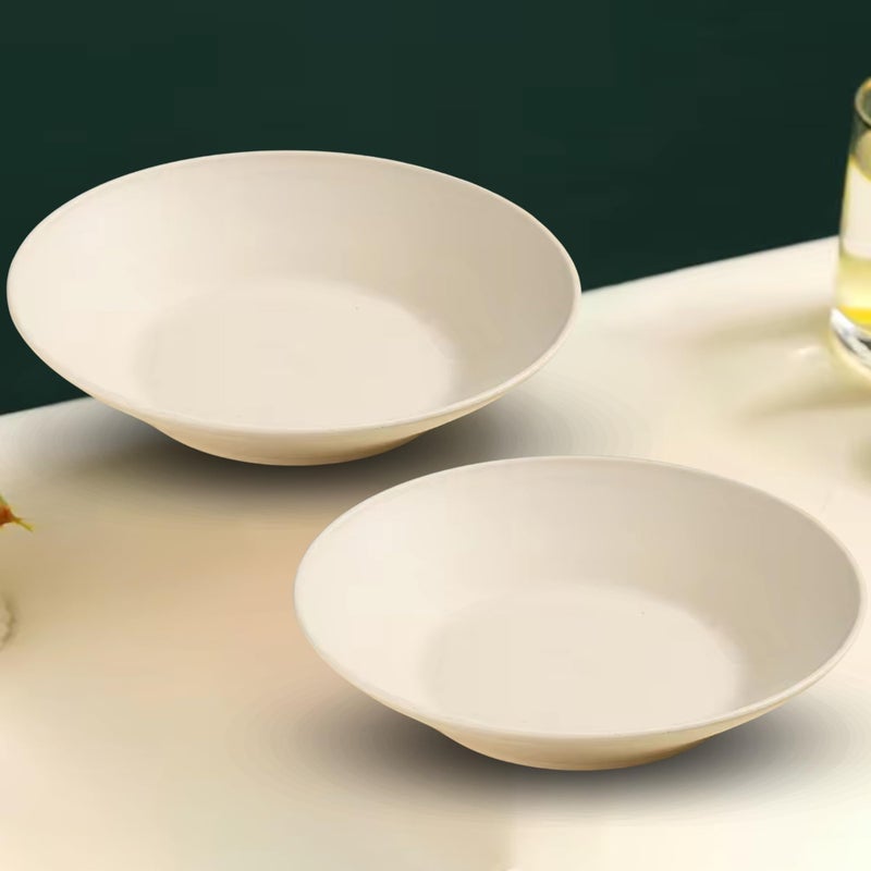 aDai 9.05" Wheat Straw Round Serving Bowl | Eco-Friendly, Lightweight & Unbreakable Mixing Bowl | Food-Safe Dinner Plate for Noodles, Salads & Fruits | Perfect for BBQs & Outdoor Cooking - Image 1
