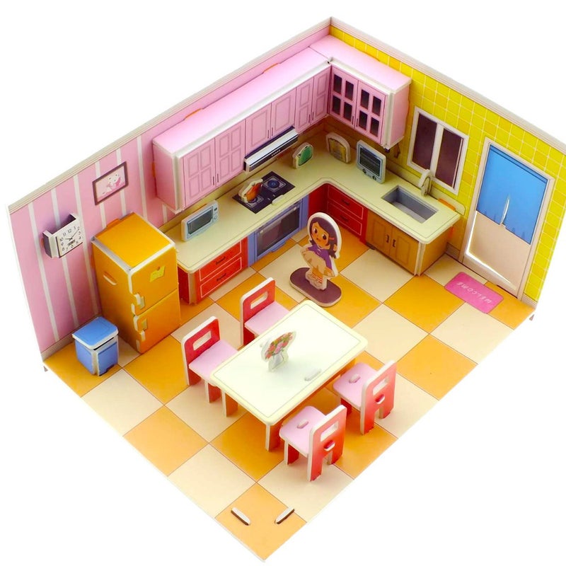 White Card 3D Three-Dimensional Big Four Piece Paper Jigsaw Puzzle Toy Scene Girl Series Gift 3D Jigsaw Puzzle Toy For Children - Image 5