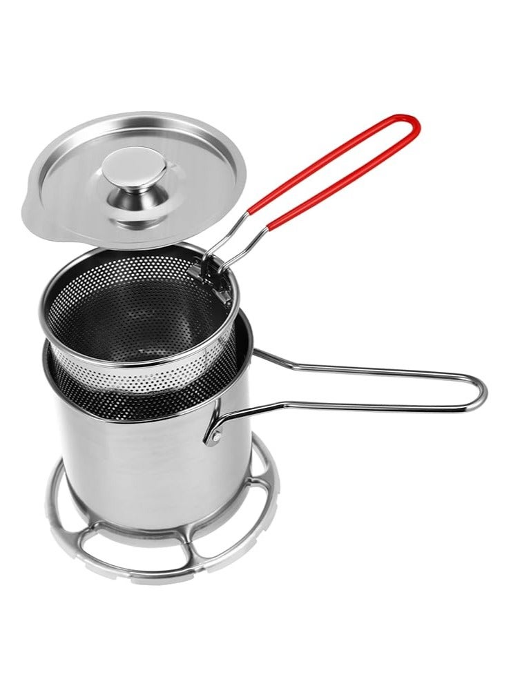 Raxoom set Kitchen Fry Pot Deep Frying Basket Food Cooking Pot Mesh Fryer Basket with Fried Wire Baskets Deepen Milk Pan with Basket for Chip Fried Chicken - Image 1